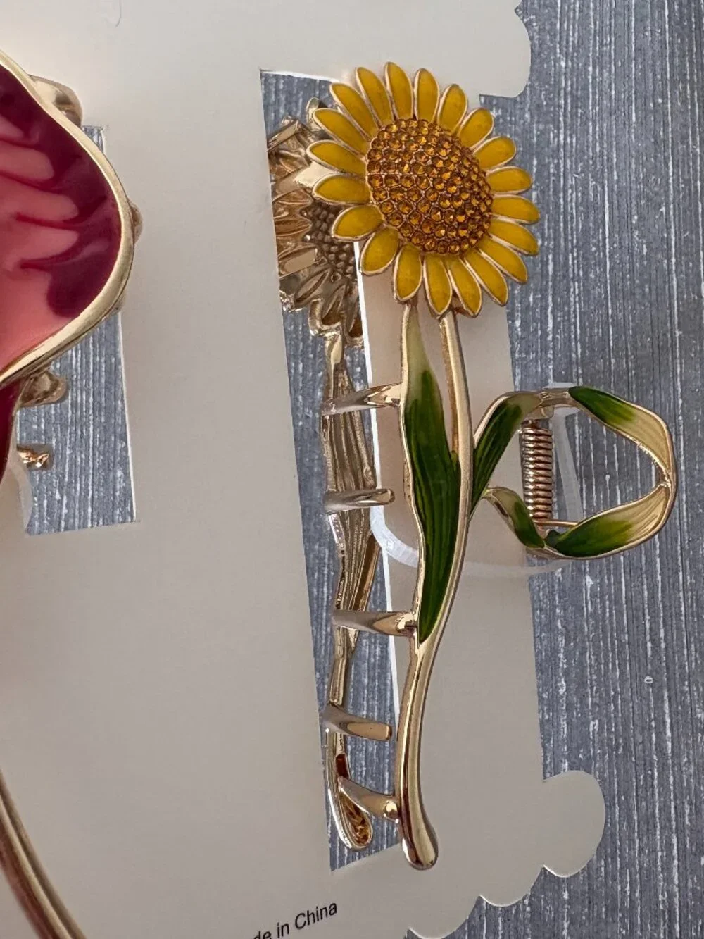 NWT - Sunday State Metal Hair Clip - Set of 2 - Sunflower and Mauve Calla Lily